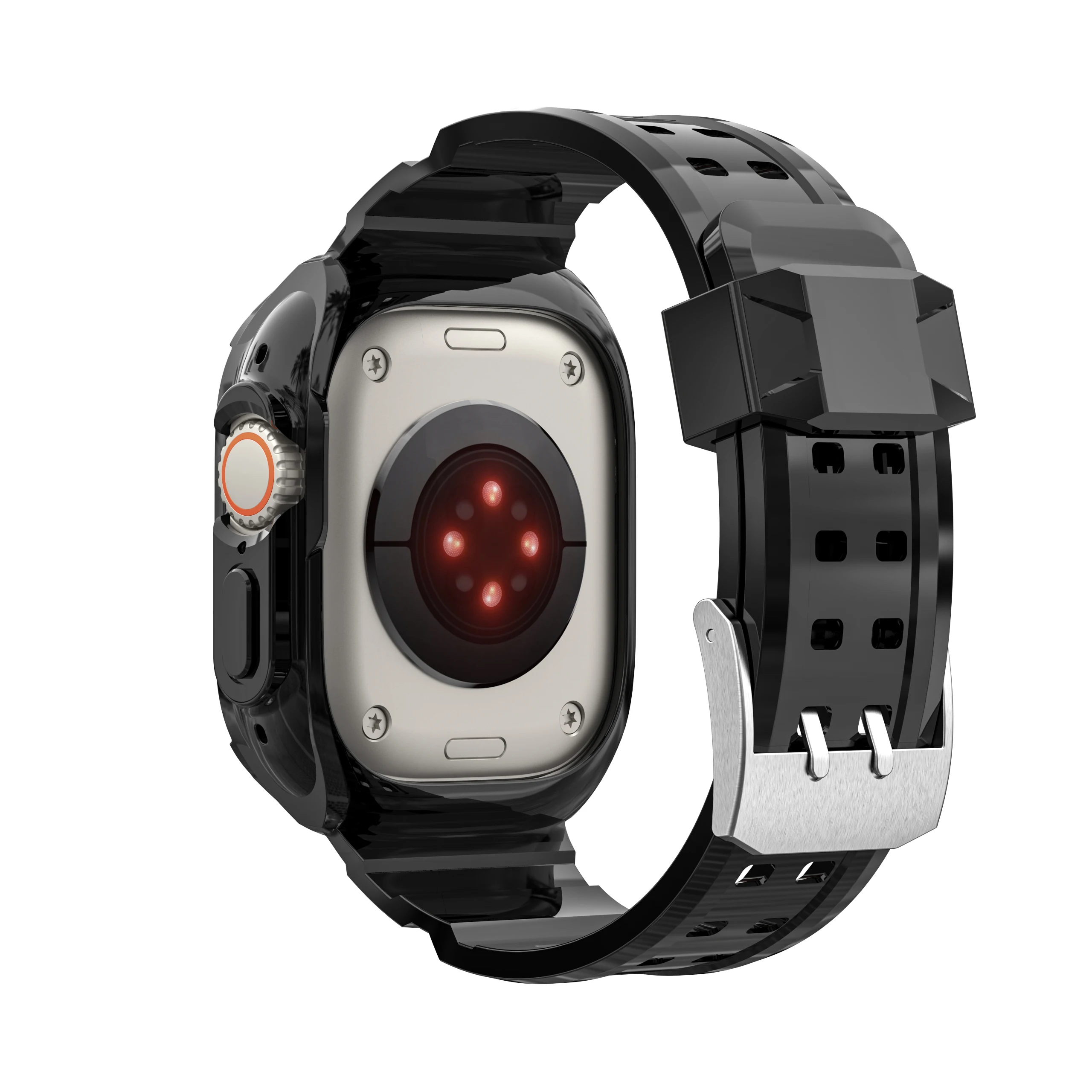 Compatível para apple assistir banda clara 49mm com caso, esporte jelly capa protetora pára-choques com alça para iwatch series ultra 8