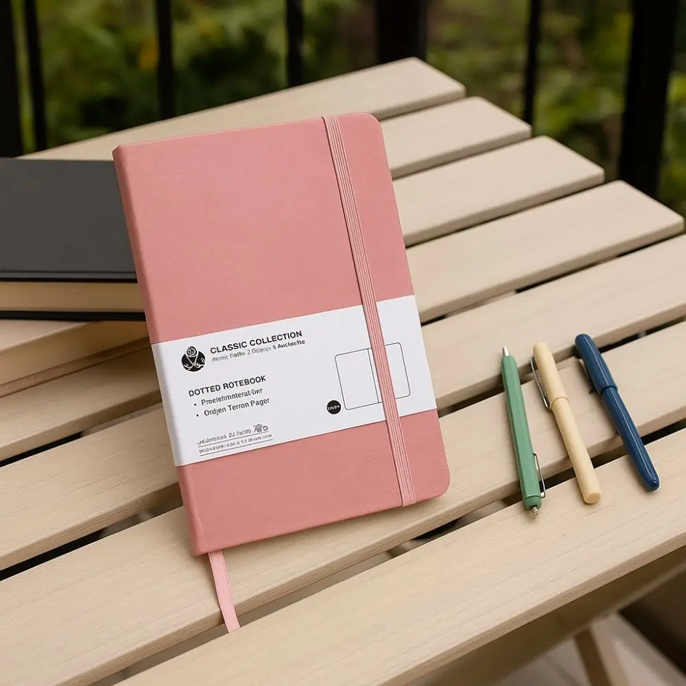 Simple Premium A5 Notebook Tie-strap Back Pocket Journal Notebook Bookmark Ribbon Business Notebook Business