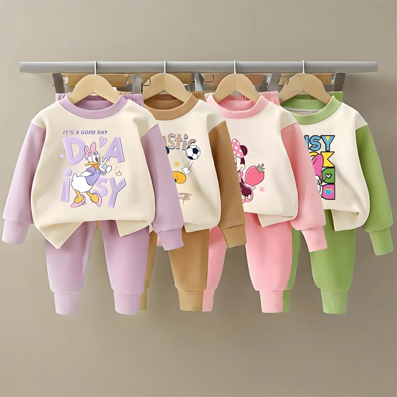 

Disney Printed Children's Casual Soft Long Sleeve Pajamas Sets Comfortable Dralon Farbic Spring Autumn Boys Girls Home Clothes