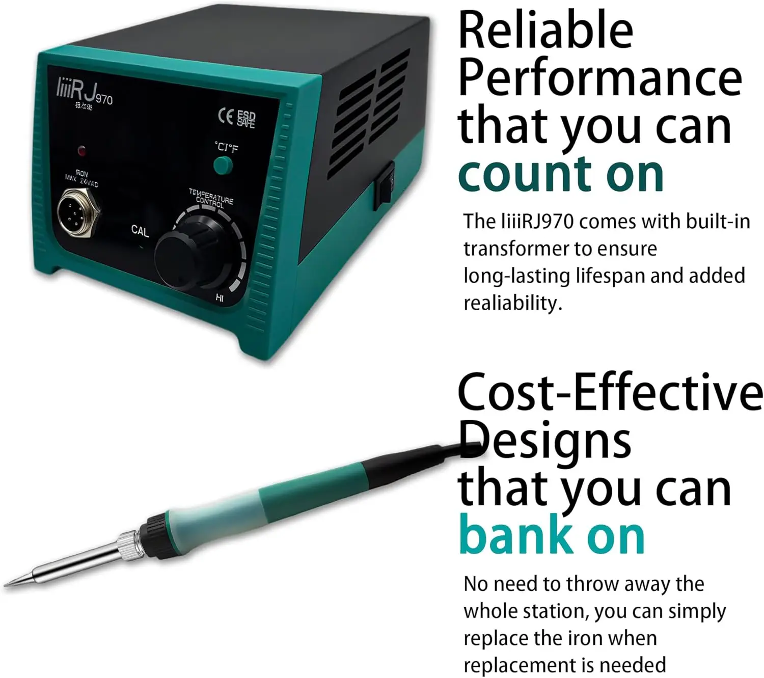 محطة لحام رقمية 75 وات مع شاشة LED، درجة حرارة قابلة للتعديل 392 ° F-896 ° F، 5 نصائح، لحام خالي من الرصاص، ملاقط، آمنة من ESD