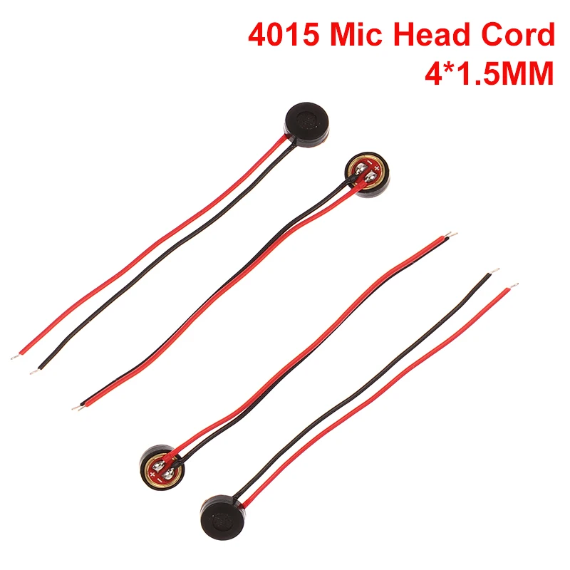 100pcs 4015 Lead Microphone 4*1.5MM Welding Wire Plus Rubber Sleeve High Sensitivity Microphone