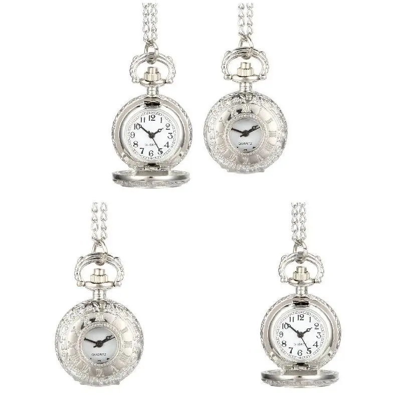 Fashion Vintage  Alloy  Number Dual Time Display Clock Necklace Chain Watches Birthday Gifts