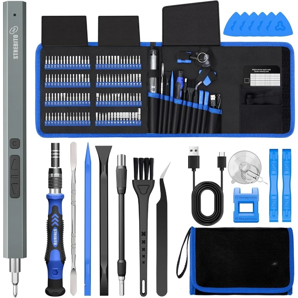 

Precision Electric Screwdriver Set 144 in 1 with 120 Magnetic Bits Portable Repair Tool Kit for Electronics PC Laptop