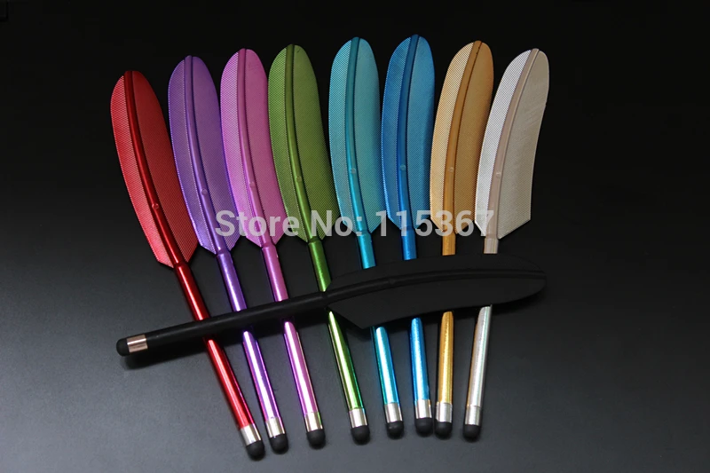 

100pcs/lot Feather Capacitive Stylus Touch Screen Pen for iPhone 5 4S 4 Samsung S4 Tablet PC Novelty Item DP0005