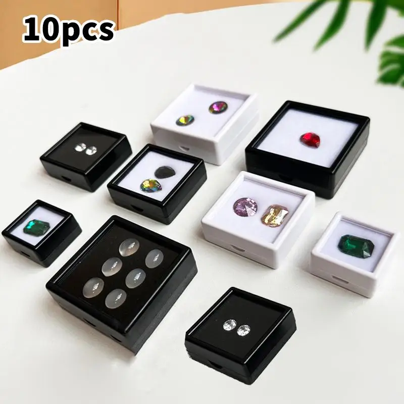 

Набор из 10 шт. коробок для хранения ювелирных изделий с бриллиантами, упаковка для драгоценных камней, футляр для колец с бриллиантами, 2 см, для циркония, подарочная демонстрационная коробка