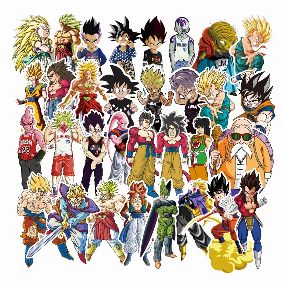 10/30/50/100 Uds. Pegatinas de Anime Dragon Ball, Resistentes al Agua, para Decorar Teléfonos, Maletas, Guitarras, con Diseño de Super Saiyan Son Goku