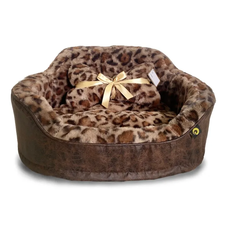 Leopard Princess Cat Dog Bed - Small