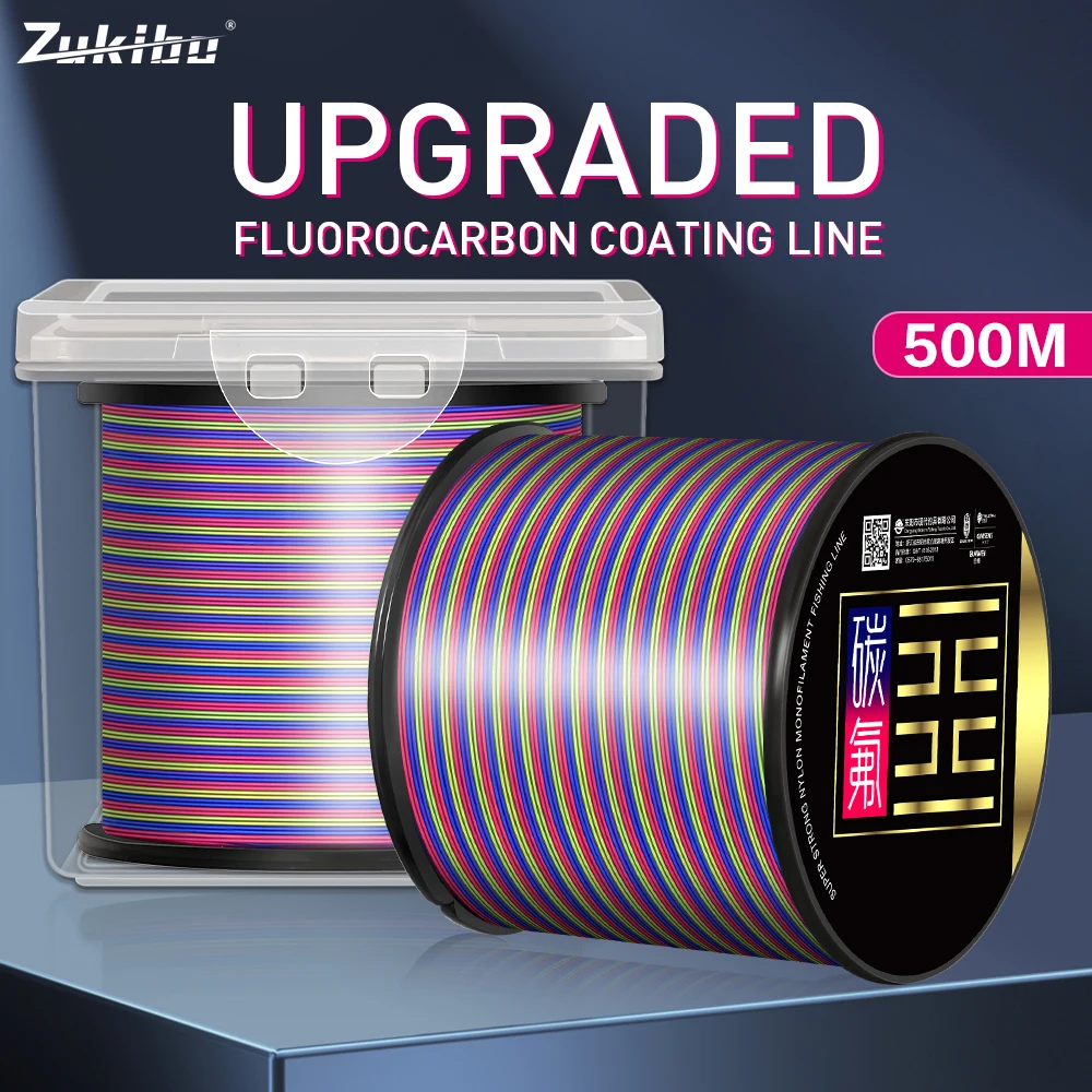 zukibo-linha-de-nylon-monofilamento-camuflada-3-cores-alta-resistencia-linha-revestida-de-fluorocarbono-japones-baixo-estiramento-afundamento-mais-rapido-linha-de-pesca