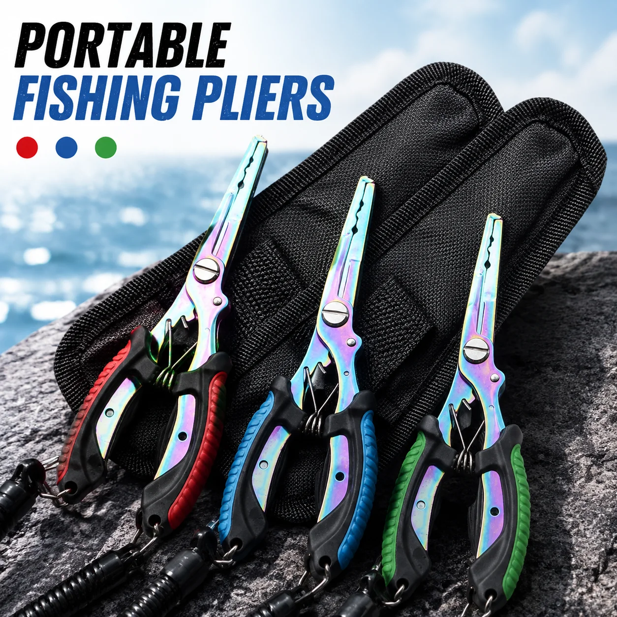 Portable Fishing Pliers MultifunctionalTitanium Coated Line Cutter Hook Remover Stainless Steel Fish Gripper Tools With Sheath