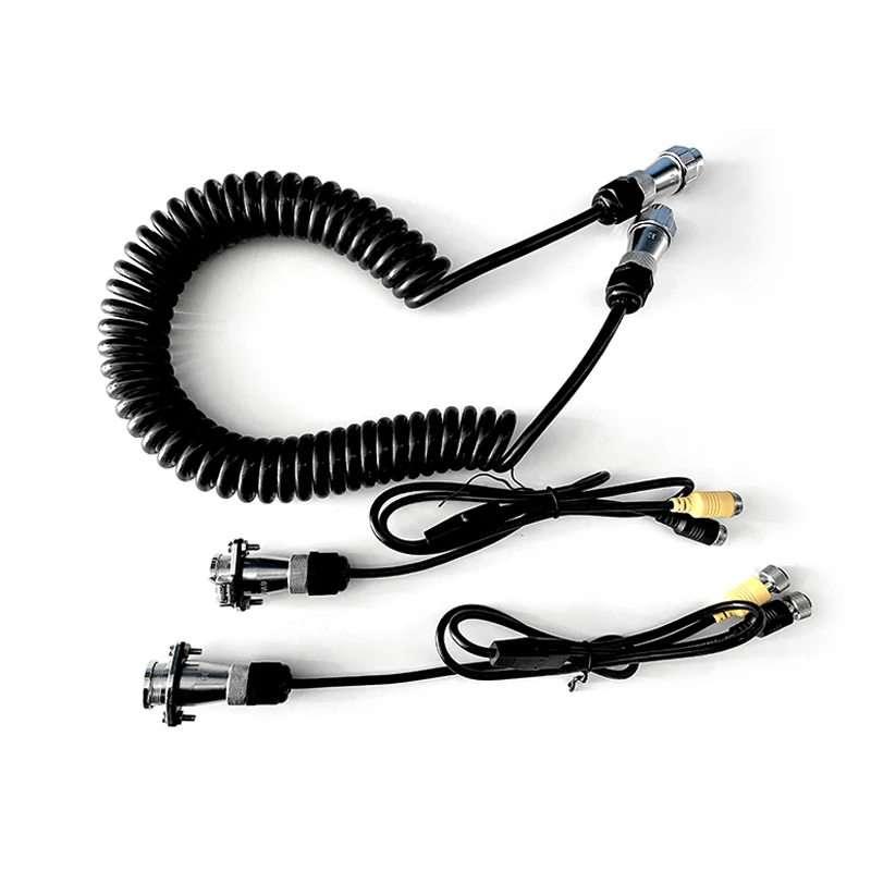 

OEM ODM Car Rear View Camera Spiral Cable Audio Video Truck Trailer Cable For Trailer Camera System