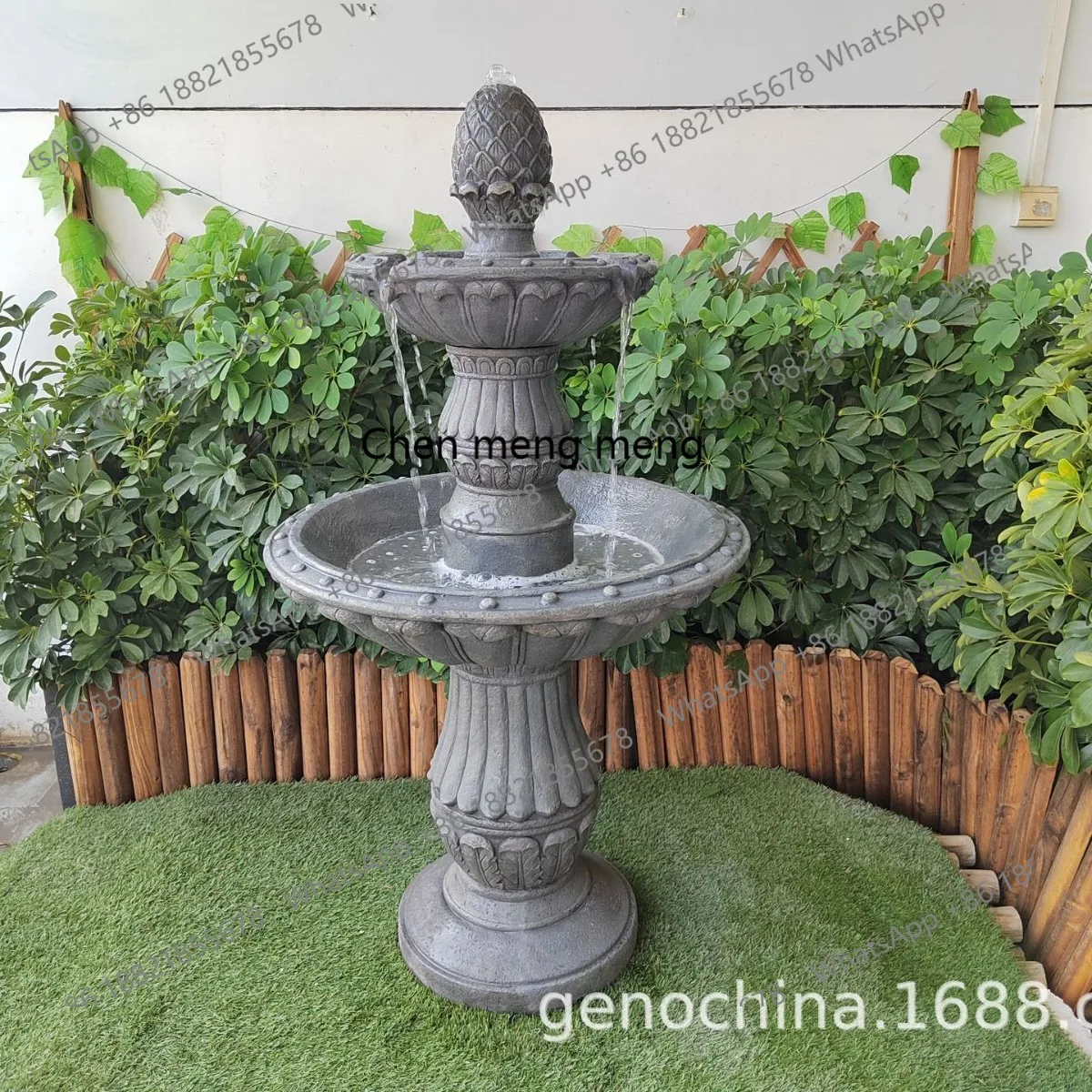 Outdoor Garden Park Villa Crafts European retro double-layer running water fountain plug-in model