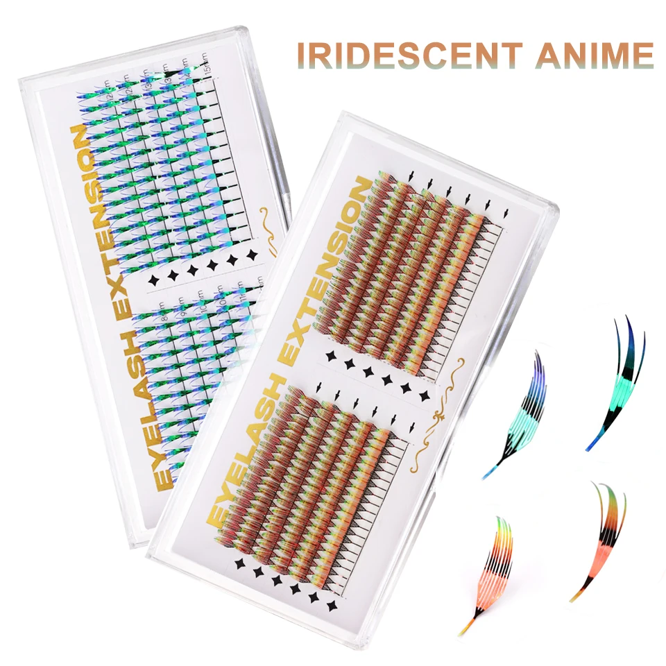 

Tinsel Anime Spire Feather Shaped Eyelash Extension Manga False Eyelash Promade Fan Hologrphic Comic Lash Makeup Christmas Party
