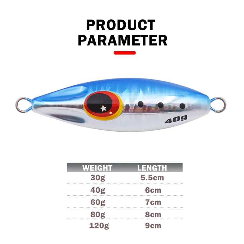 

Slow Night Light Sea Fishing, Slow Sinking Iron Plate Road Sub-fake Bait, Long Throw Ashore, Grouper, Red Oil, Black Head Red