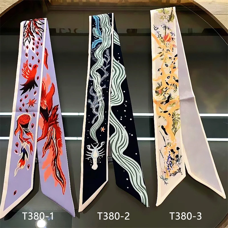 Petits foulards de marque, cravates, écharpes, sacs, poignées, soie, rubans allongés, accessoires pour femmes, nouveau motif 2022