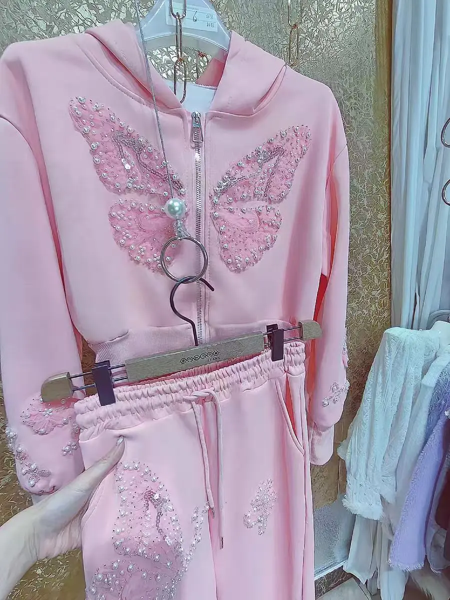 

Комплекты брюк, женский спортивный костюм, новые подходящие комплекты, пальто на молнии с капюшоном, куртка + длинные брюки, женский комплект из двух предметов, наряд