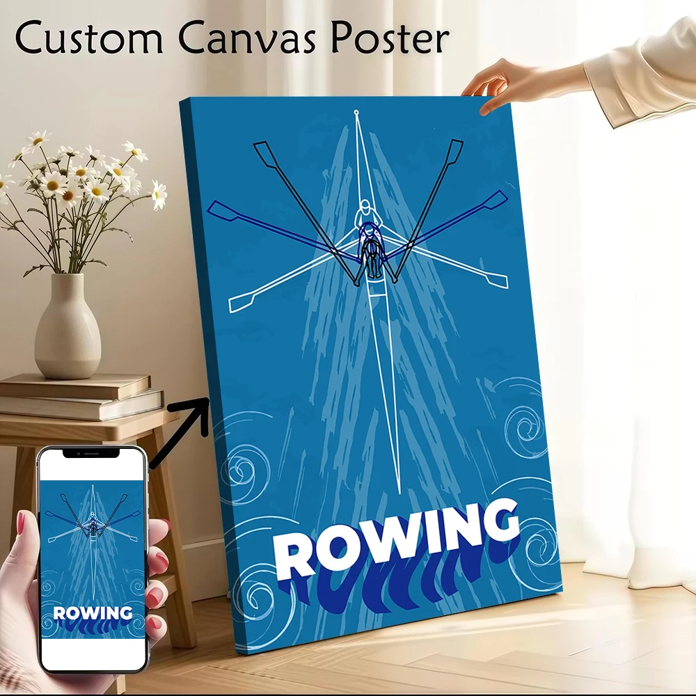 Rowing Sport Illustration Poster Customizable Printed Canvas Painting for Pictures Wall Art Home and Decoration Decor Room Mural