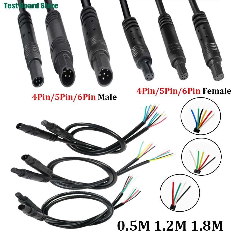 4Pin 5Pin 6Pin Jack Male Female Plug Car DVR Camera Extension DIY Cable Cord Power Wire 0.5M 1.2M 1.8M