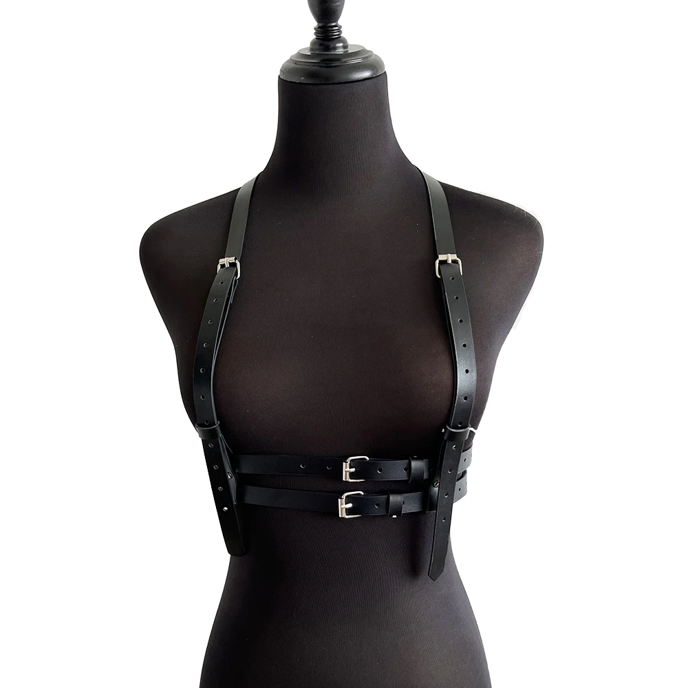 

Leather Lingerie Chest Harness Bondage Harness Corset Punk Fetish Clothing Goth Belt Suspenders For Women Thigh Garter Stocking