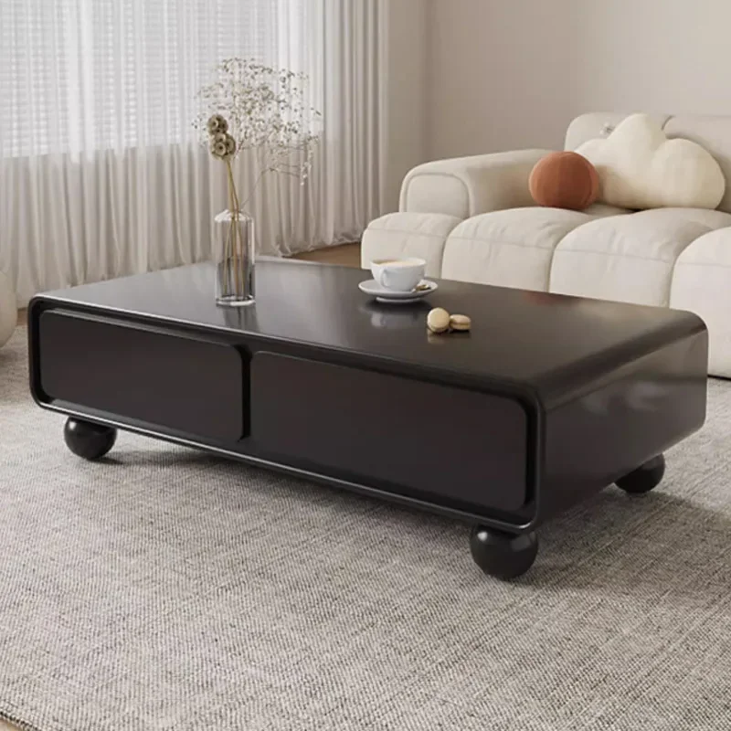 

Light luxury, high-end, creamy style, black TV cabinet, minimalist modern coffee table combination, living room, household small