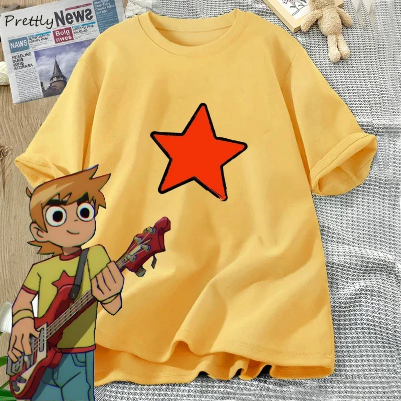 Scott Pilgrim Takes Off Scott Pilgrim Star Tshirts Woman Cotton Grapihc T Shirts Anime Fashion Short Sleeve Tee Harajuku T-shirt