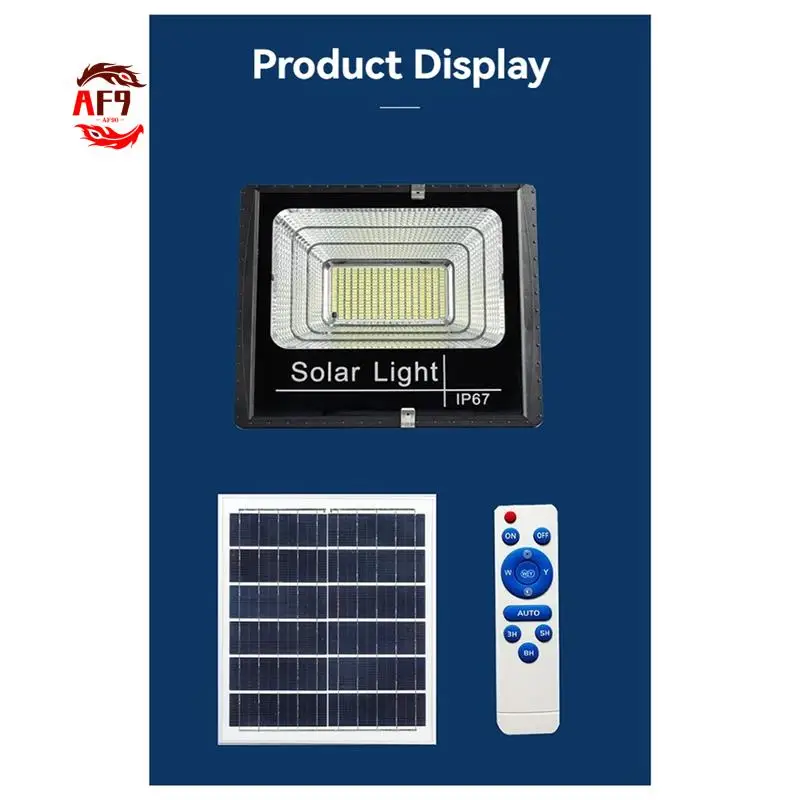 

AF90-Солнечные прожекторы 130LED 60 Вт с дистанционным управлением Прожектор на солнечной энергии Наружный водонепроницаемый уличный фонарь IP67