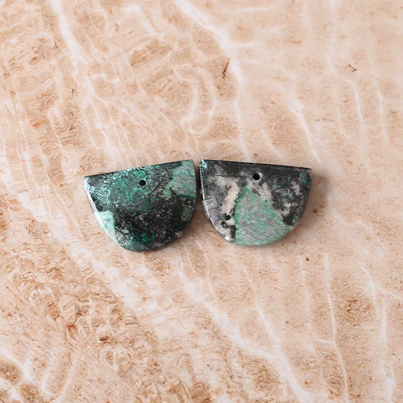 Natural Chrysocolla Earring Beads Front Drilled 20x15x6mm 6.3g DIY Jewelry Making Accessory