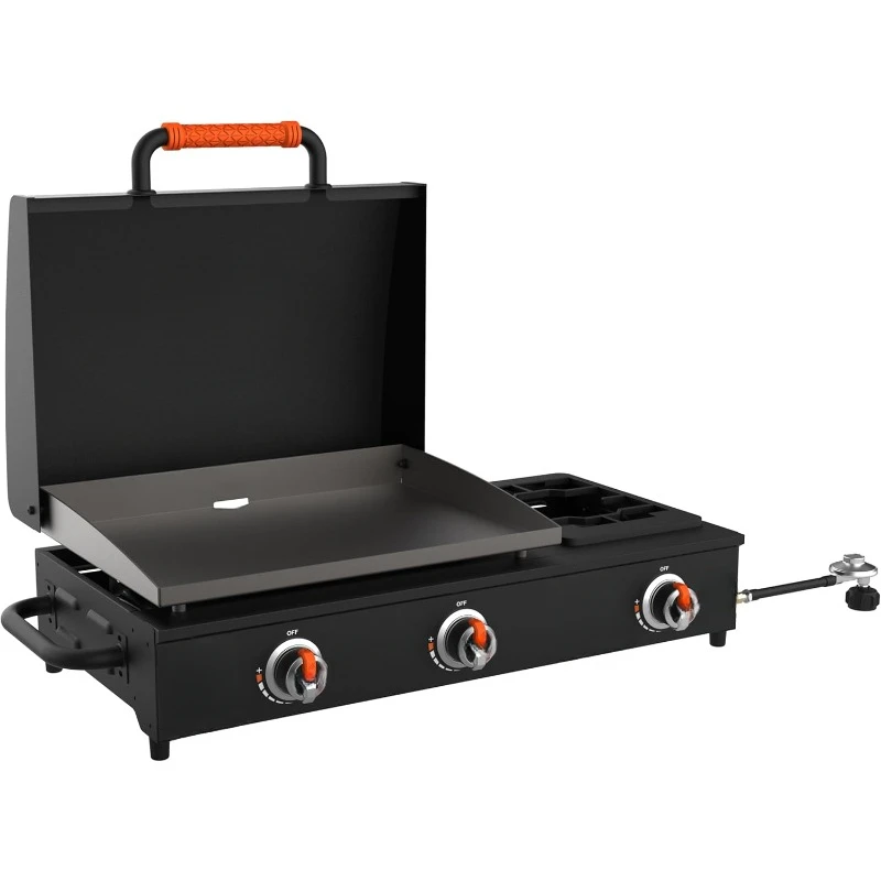 Hood & Handles Heavy Duty Flat Top BBQ Griddle Grill Station for Kitchen, Camping, Outdoor