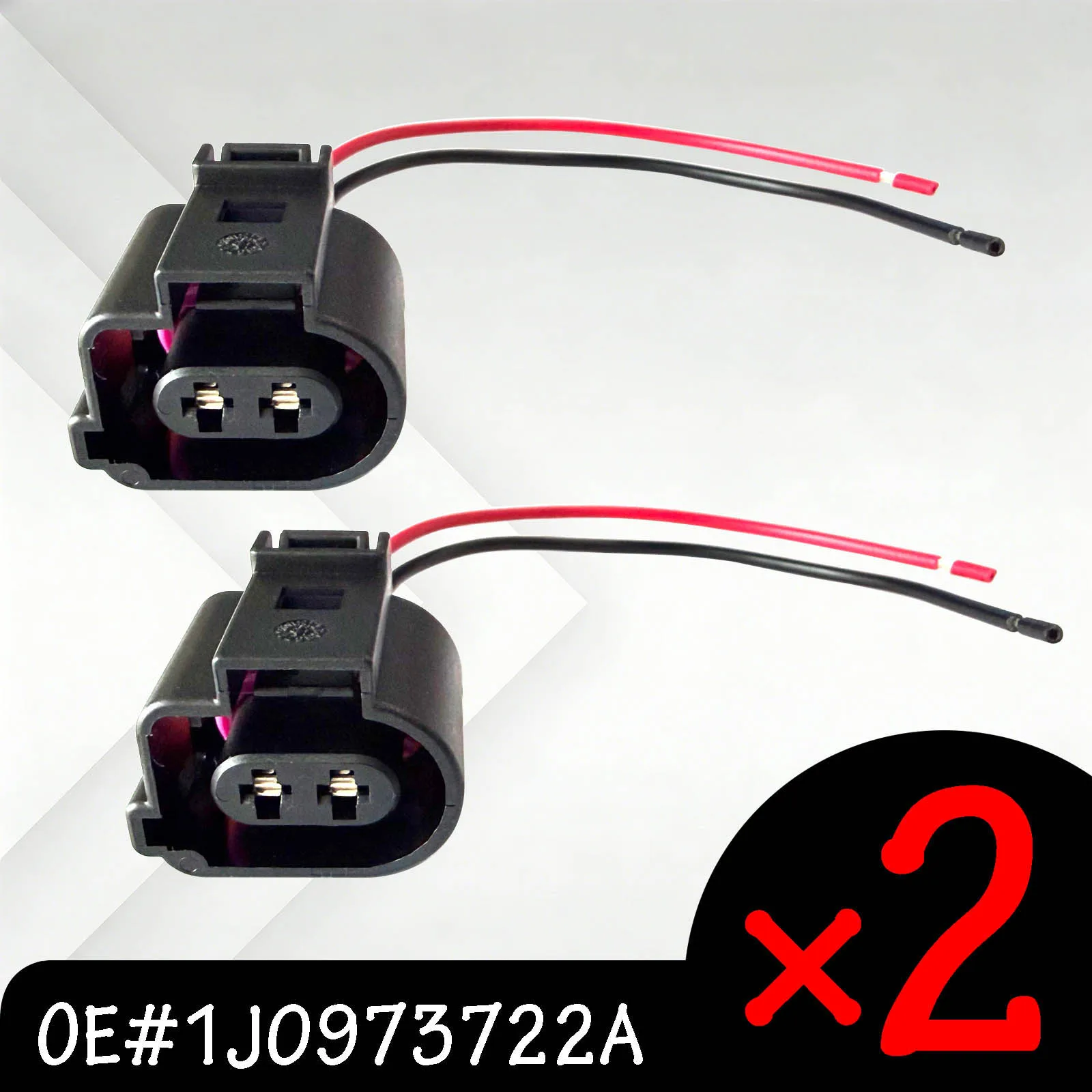 2Pcs 2-Pin Headlight Washer Pump Connector Waterproof Plug For VW Passat Tiguan Polo Golf Transporter Replacement 1J0973722A