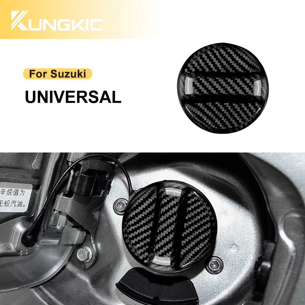 

for Suzuki Universal Suzuki Swift Suzuki Wagon Black Real Hard Carbon Fiber Car Fuel Tank Cap Cover Interior Trim Accessories