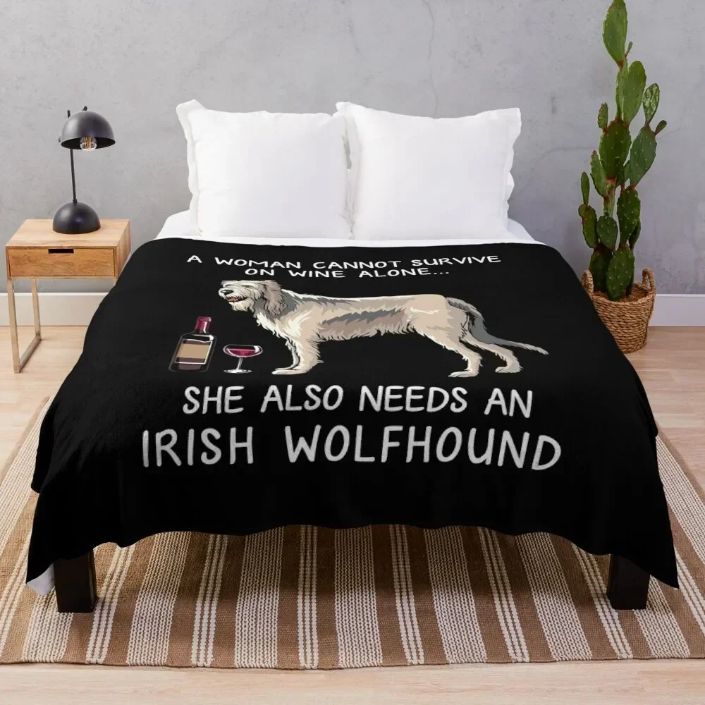 

Irish wolfhound and wine Funny dog Throw Blanket Sofa christmas decoration Soft Plush Plaid Shaggy Blankets