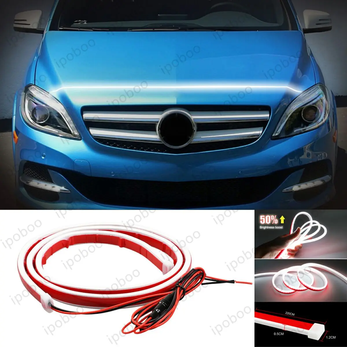 

86" LED Hood Light Strip For Benz B-Class 2006-2023 Flexible Dynamic Scan Start Up Hoodbeam Kit Engine Cover Decoration Light