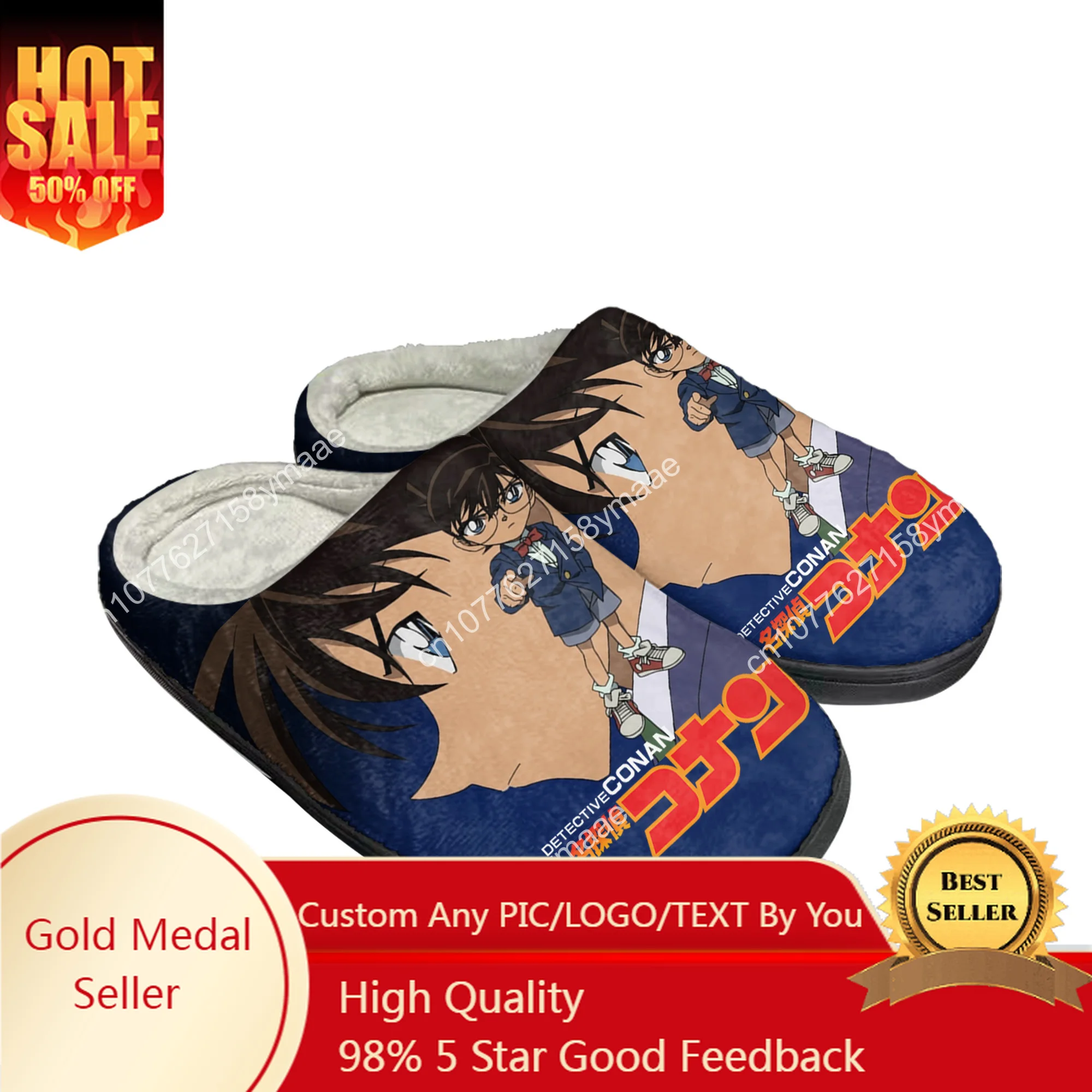 

Hot Detective Conan Cartoon Home Cotton Custom Slippers Mens Womens Sandals Plush Bedroom Casual Keep Warm Shoes Thermal Slipper