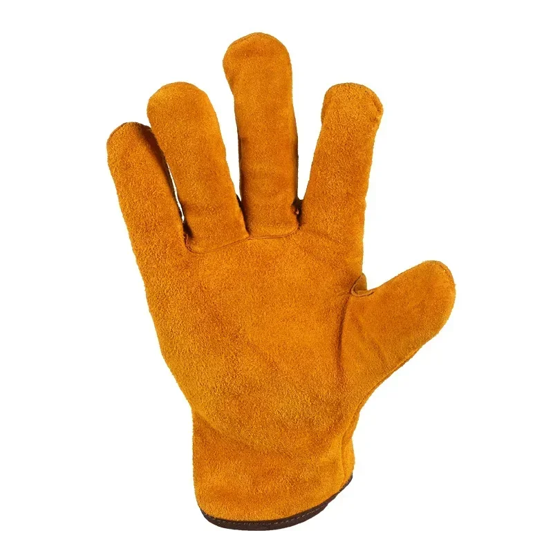 1 Pair, Cowhide Leather Gloves, Durable Women Men Work Gloves, Hand Protection Wear for Welding Safety, Gardening, Driving