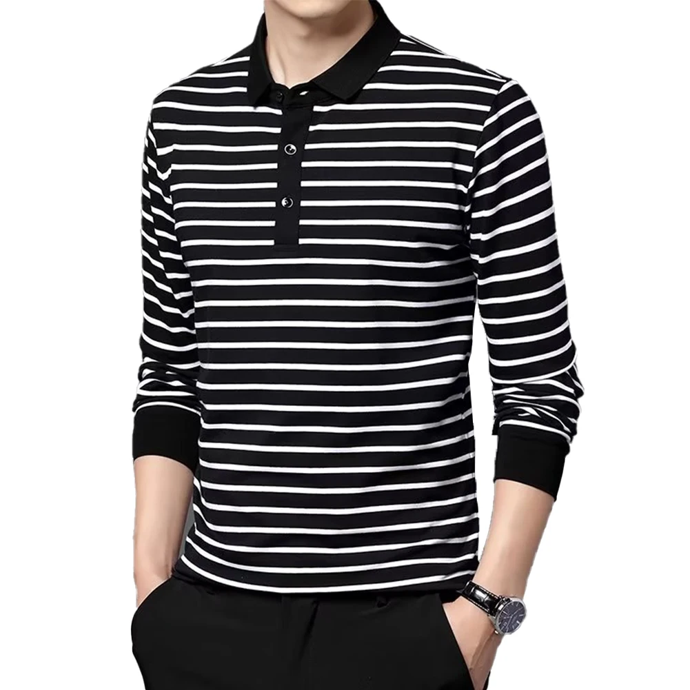 

Breathable Shirt Mens Casual Long Sleeve Shirt Brand New Condition Long Sleeve Style Casual Breathable Stripe Tee