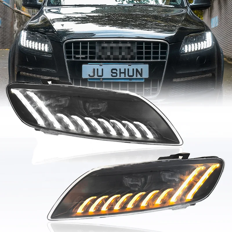 2006-2015 Q7 Headlight Modification Assembly with Modified LED Daylight Lens 12V White Yellow Auto Parts Bulb New Condition