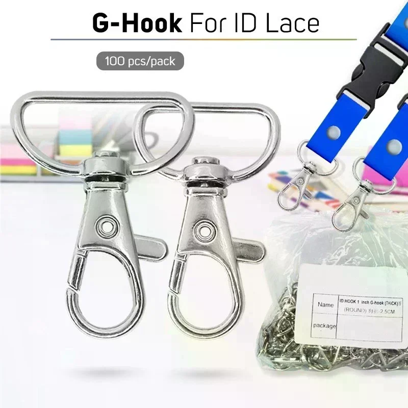 100pcs Silver Clip Hooks For Making ID Rope 360 Rotating Rust Proof For Bags Keychains Pendants