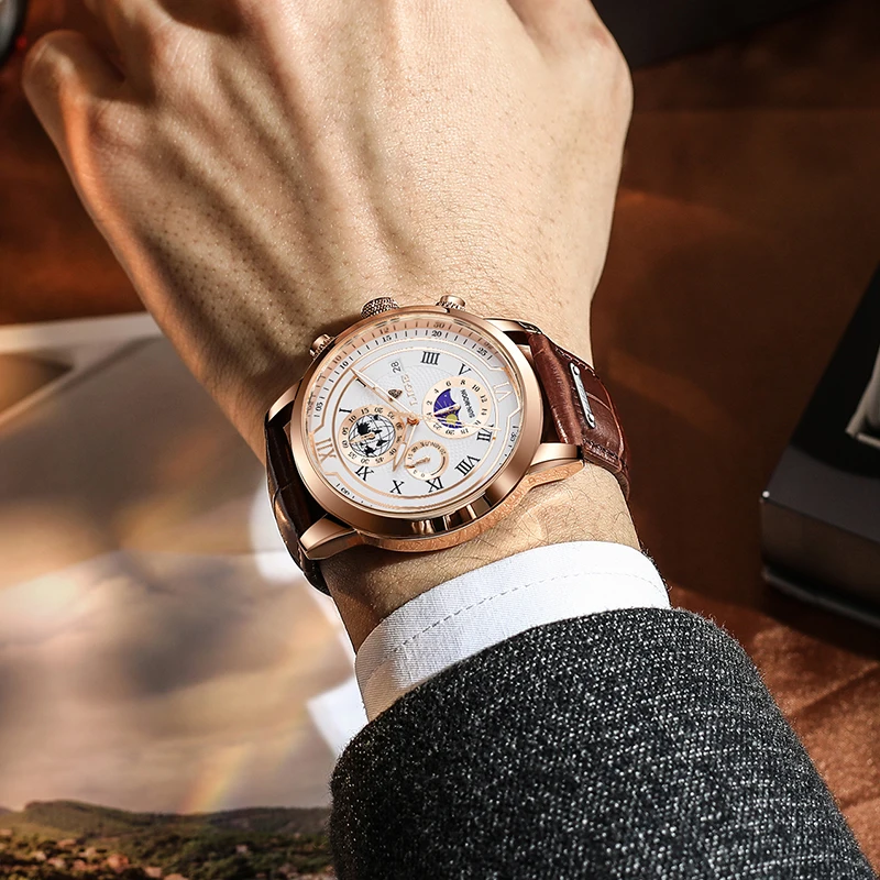 LIGE 2025 นาฬิกาผู้ชายแฟชั่นกีฬานาฬิกาควอตซ์ Mens นาฬิกาแบรนด์ชั้นนําหนังทหารกันน้ํานาฬิกาวันที่ ...