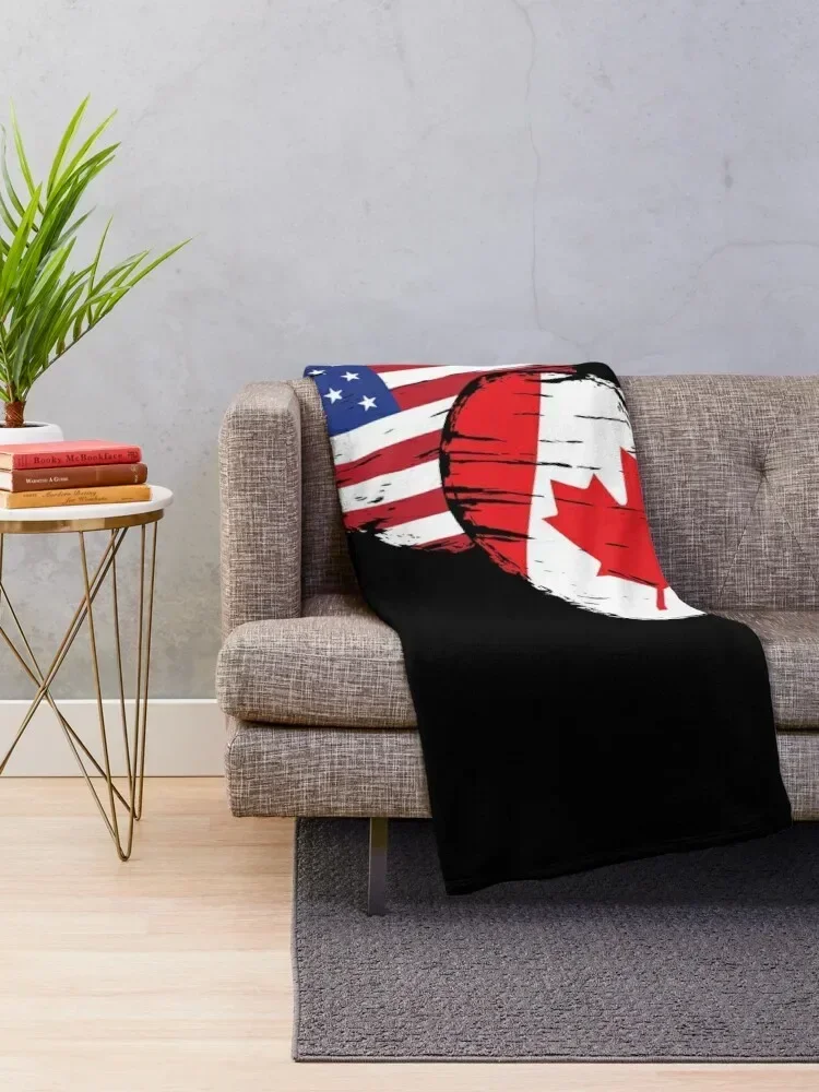 Canadian USA Hearts Canada Throw Blanket Large Thins Blankets