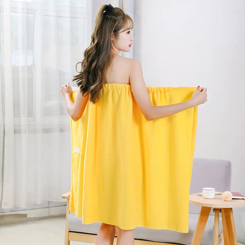 Women Coral Velvet Bath Towel Soft Absorbent Quick-Drying Wearable Spa Sauna Towel Tube Top Nightdress Dress Bathroom Accessory