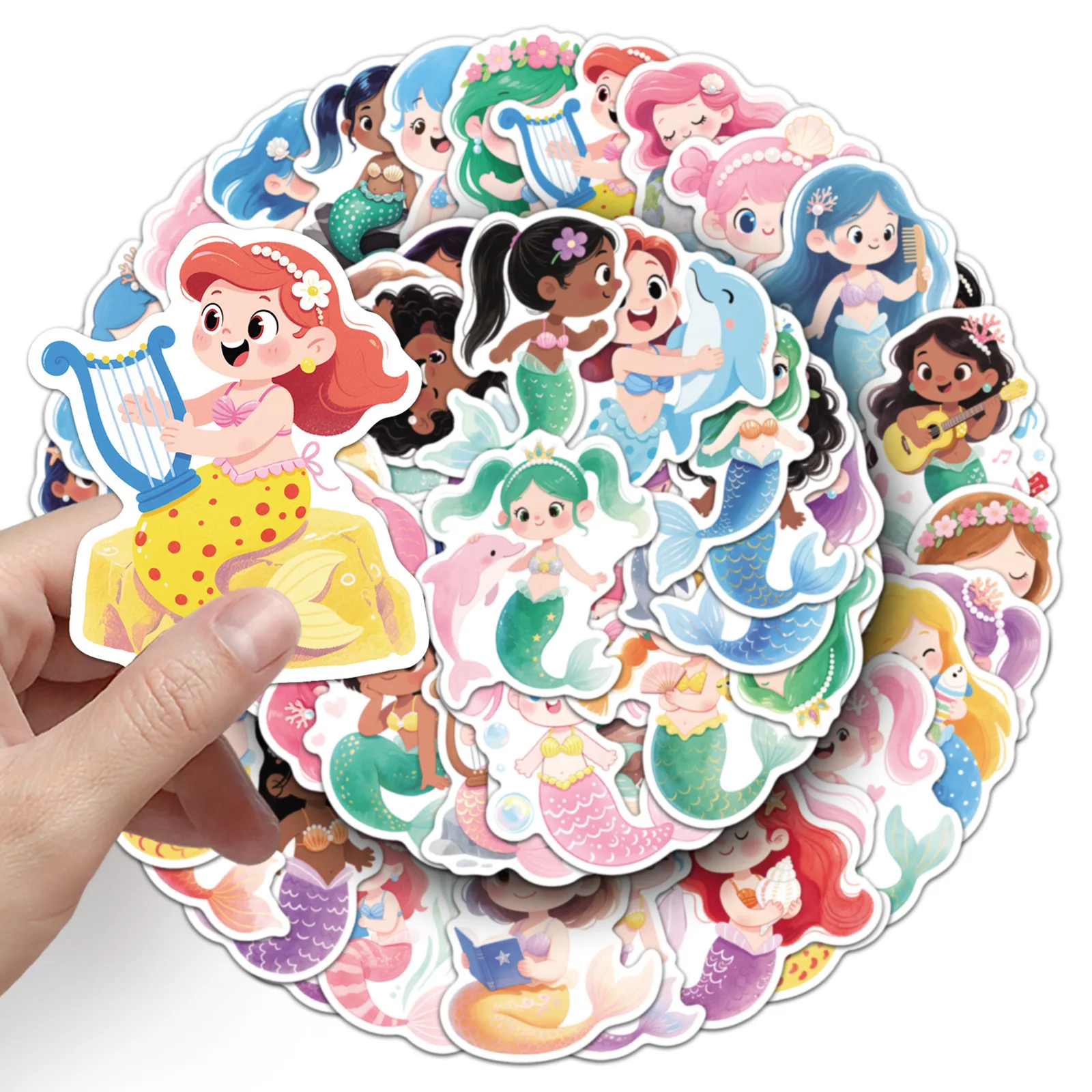 

10/30/50PCS Mermaid Graffiti Sticker Cartoon Cute Fairy Tale Style Waterproof Decal Children's Toy Gift DIY Pencil Case Notebook