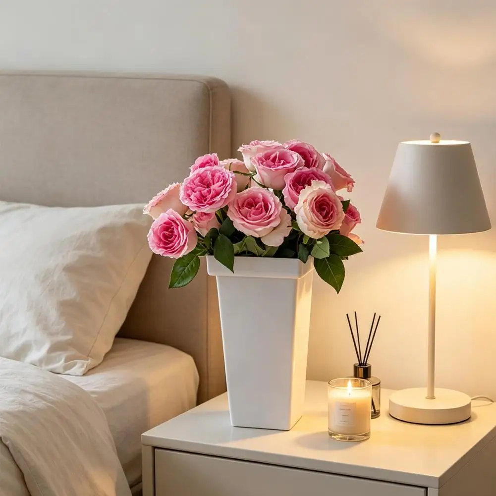 2026 Tall Flower Bucket Modern Plastic Vase Elegant Square Bucket for Cut Flowers Floral Arrangement Home Wedding Party Table Ce