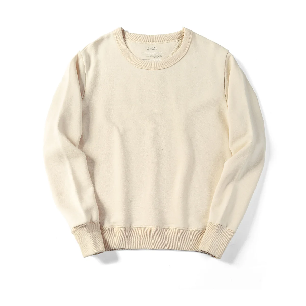 

Original Embryo Cotton Autumn Heavyweight Retro Literary Japan Round Neck Loose Casual Sports Solid Color Bottoming Sweatshirt