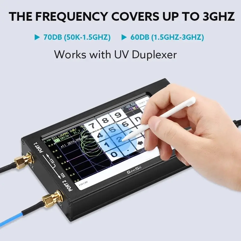 NanoVNA-F V2 Vector Network Analyzer 50kHz-3000MHz HF VHF UHF VNA Antenna Analyzer 4.3 inch with 5000mA-h,Measuring S-P