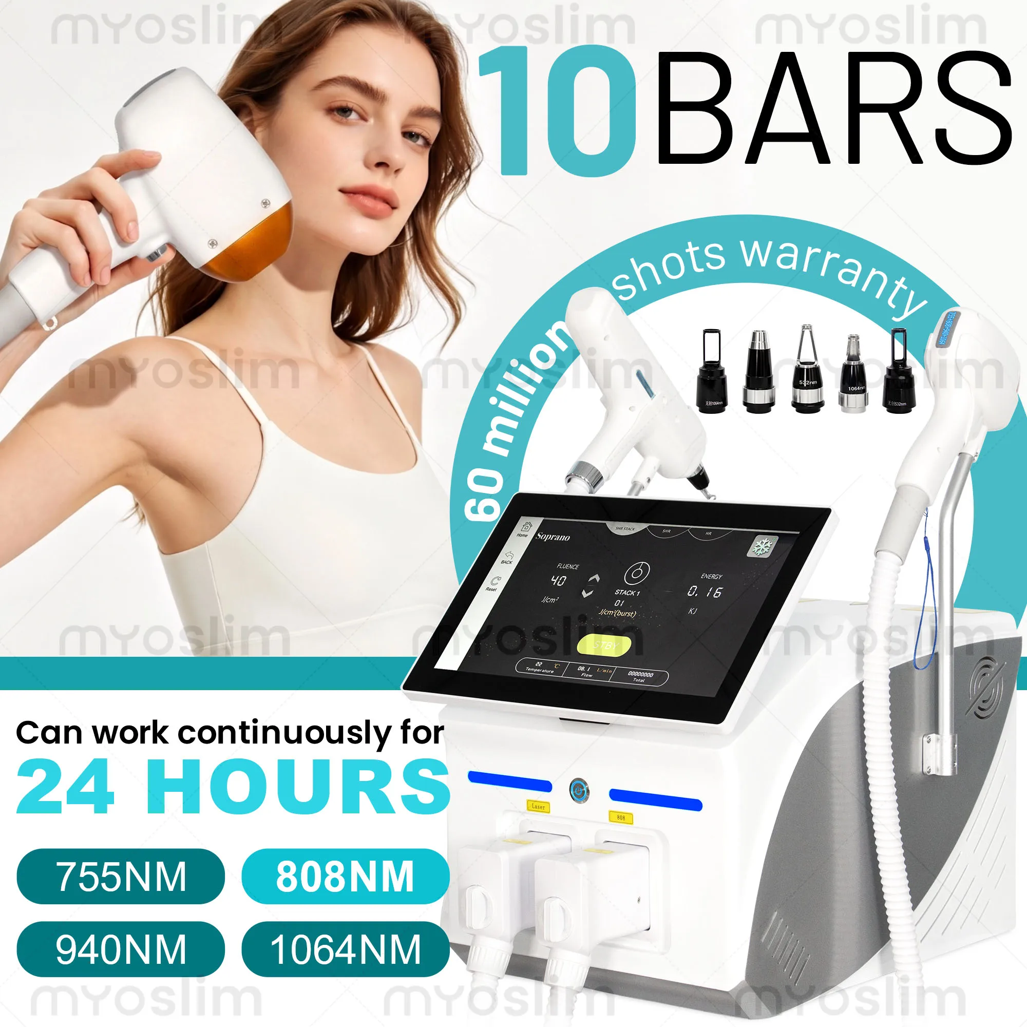 

Diode Laser 2 IN 1 5000W 10Bars 4 Wave 808 Permanent Painless Hair Removal Picosecond Laser Tattoo Removal Machine