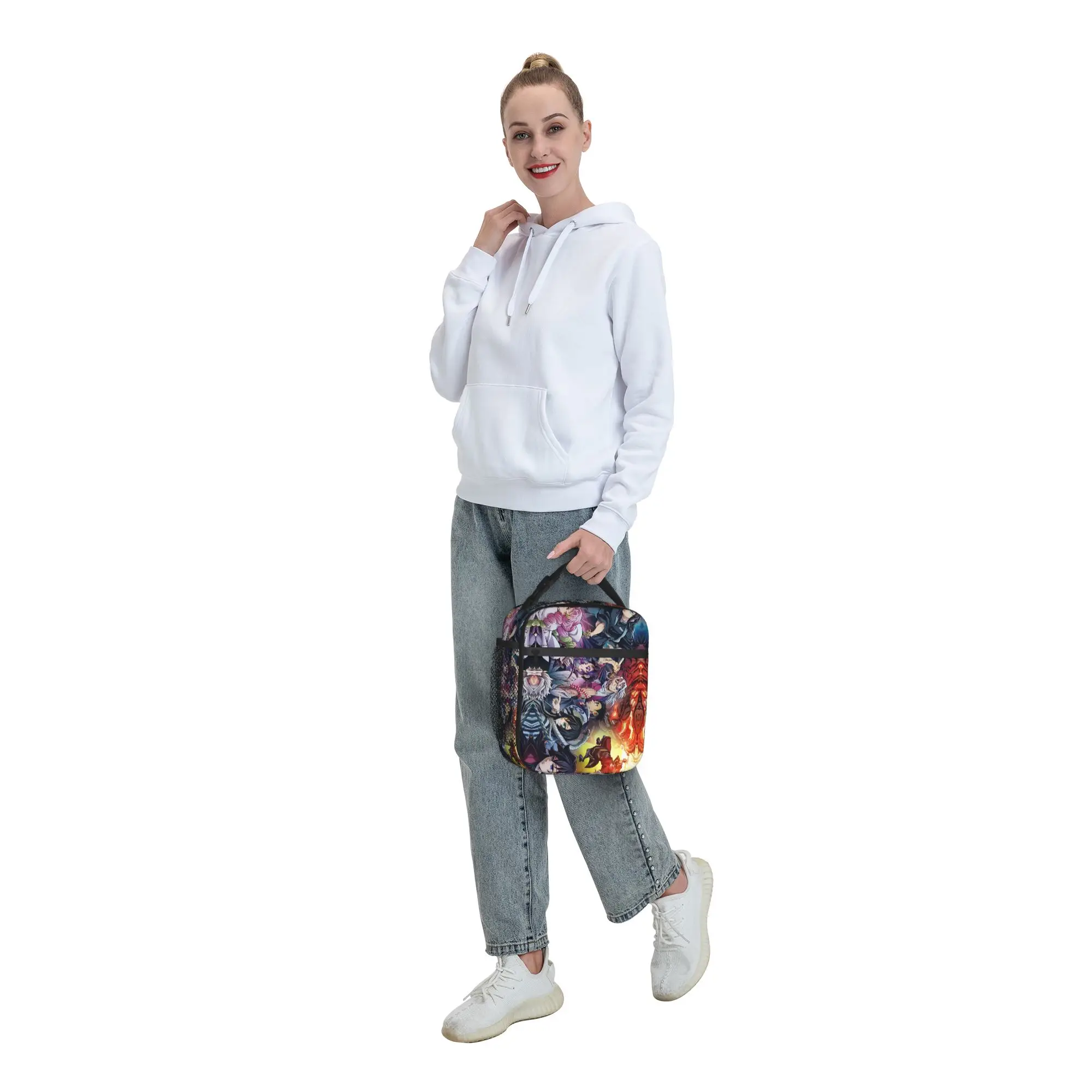 Custom Demon Slayers Insulated Lunch Bag for Women Men Waterproof Anime Cooler Thermal Lunch Box Office Picnic Travel view 6