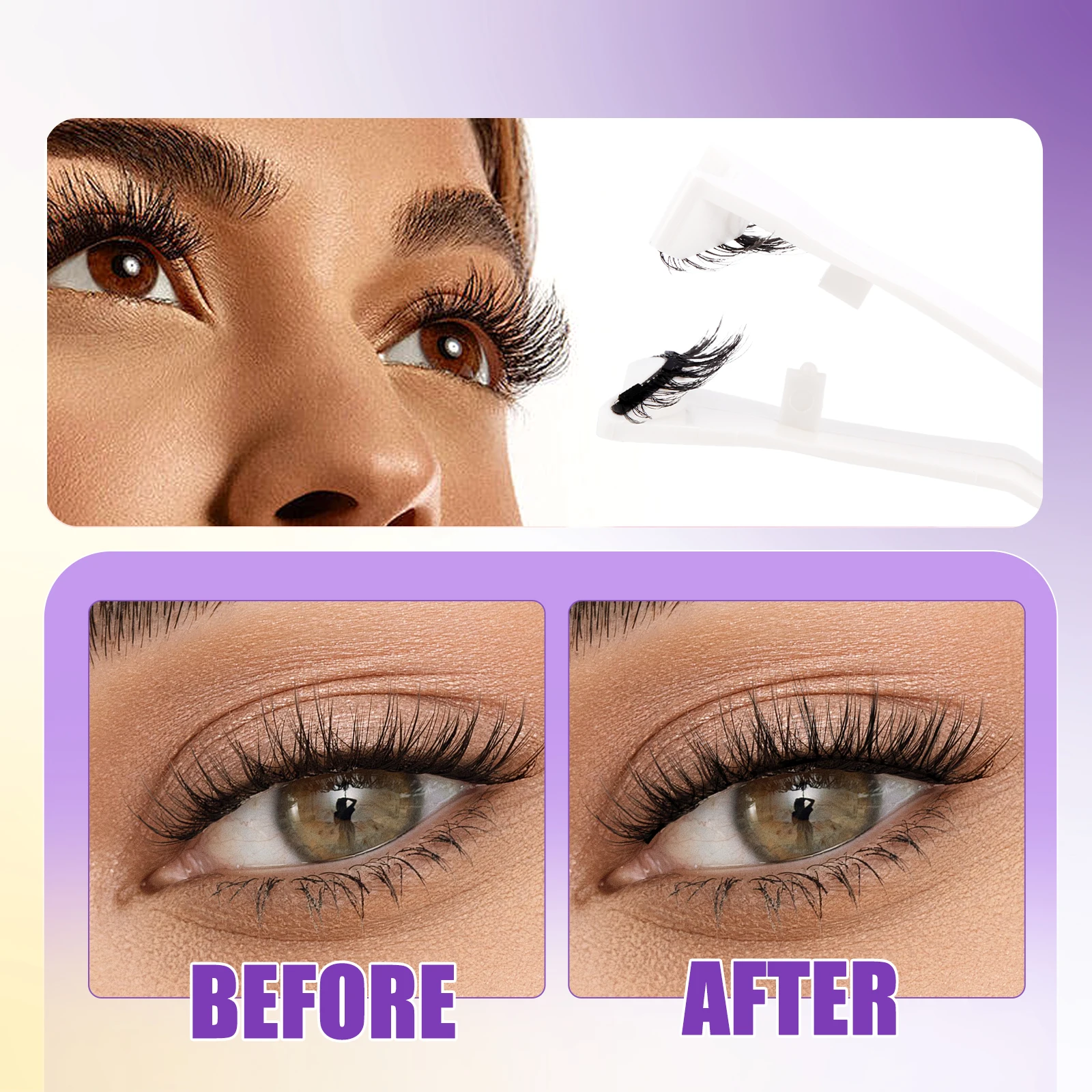 Wendy Lashes 2 pair of magnetic eyelashes Fluffy faux mink eyelashes Reusable natural false eyelashes and magnetic tweezers set