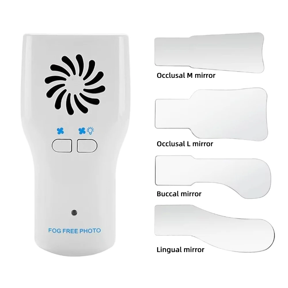 den tal Orthodontic Reflector with Light and Air-blowing Anti-fog Mouth Mirror, Oral Double-sided Stainless Steel Reflector