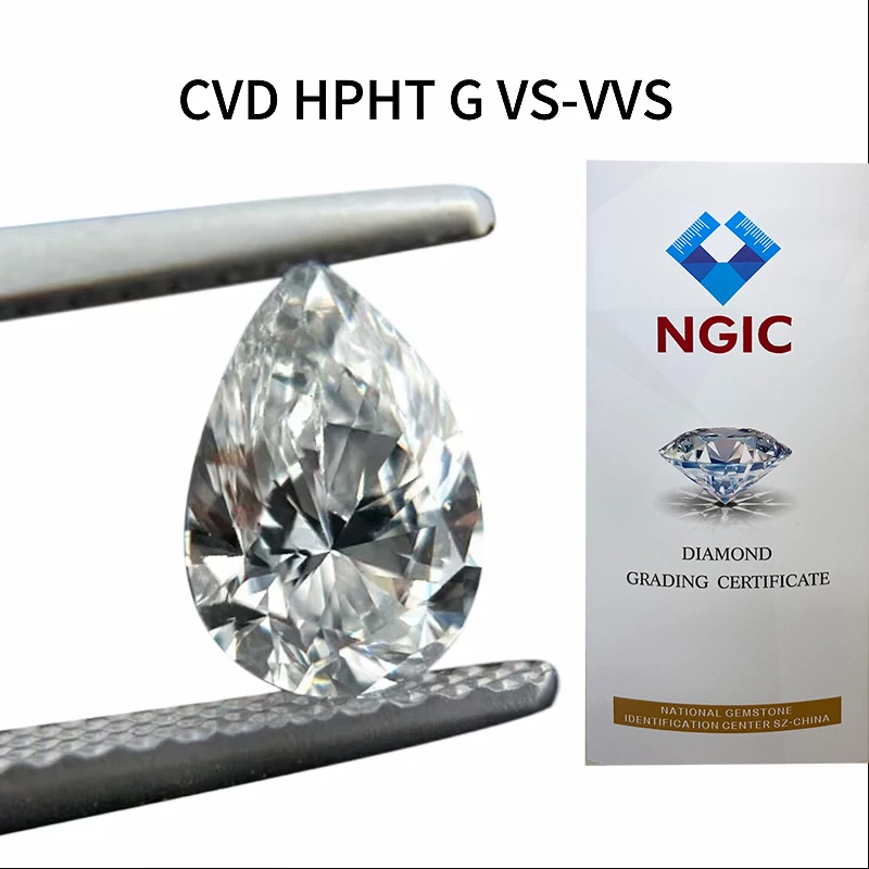 

CVD HPHT Lab выросший Алмаз G Color VS1 0.77ct грушевидная резка NGIC сертификат россыпью алмаз