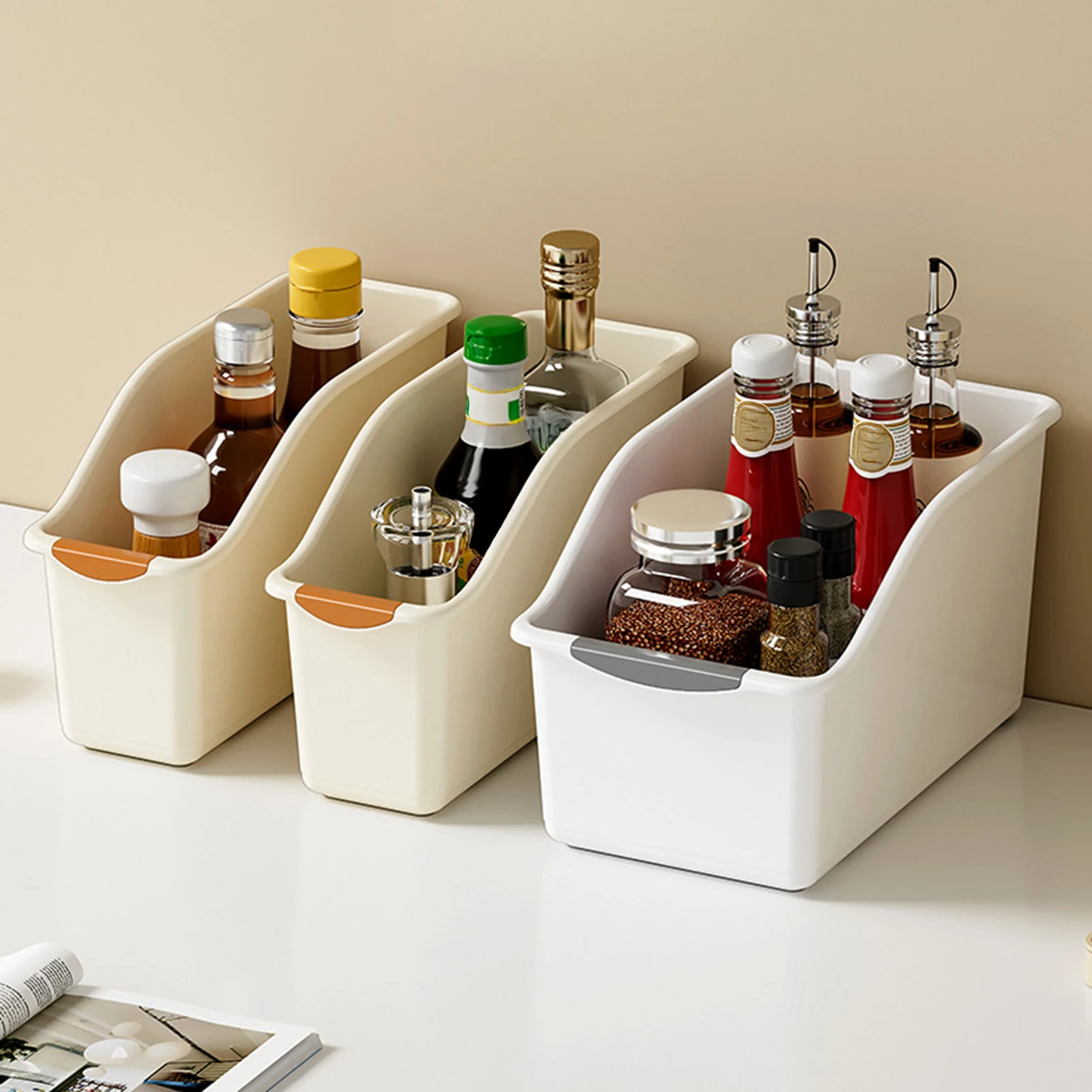 

Kitchen Storage Rack Large Capacity Organizer Box With Pulley For Seasoning Bottle Storage Jar Kitchen Accessories Storage Rack