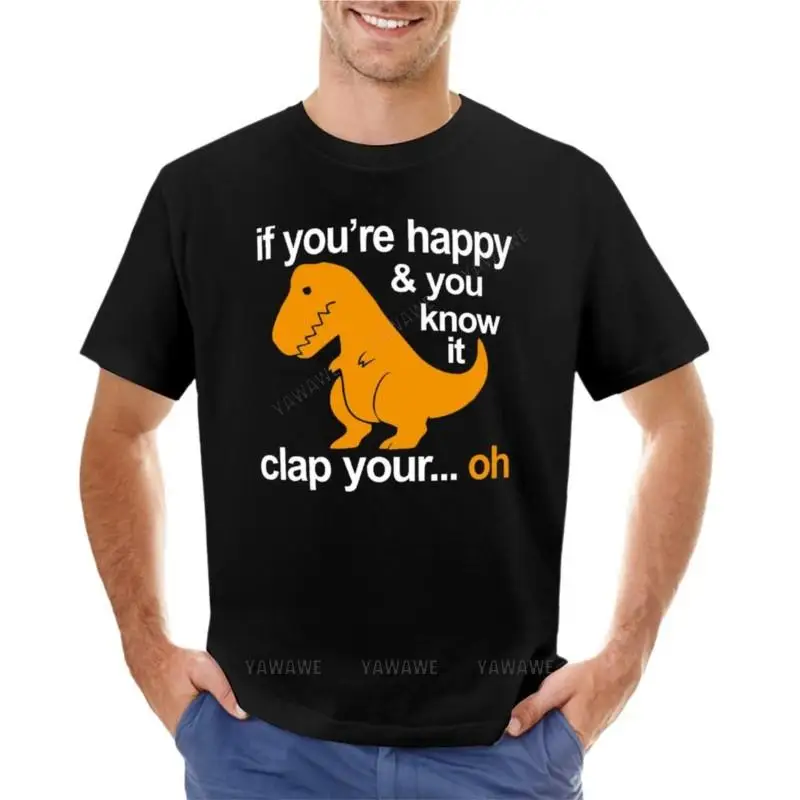 

summer fashion tee-shirt men t-shirt T-Rex clap your hands T-Shirt T-shirt for a boy Short sleeve tee mens workout shirts